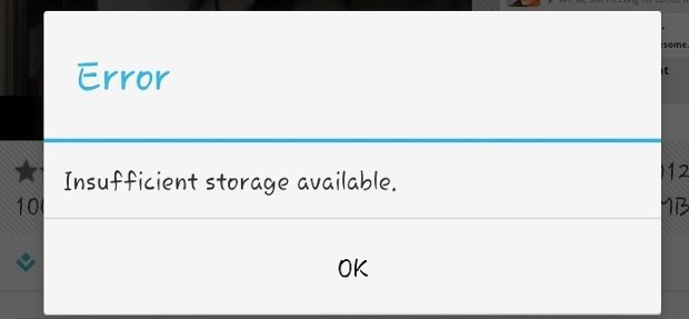 insufficient storage 1
