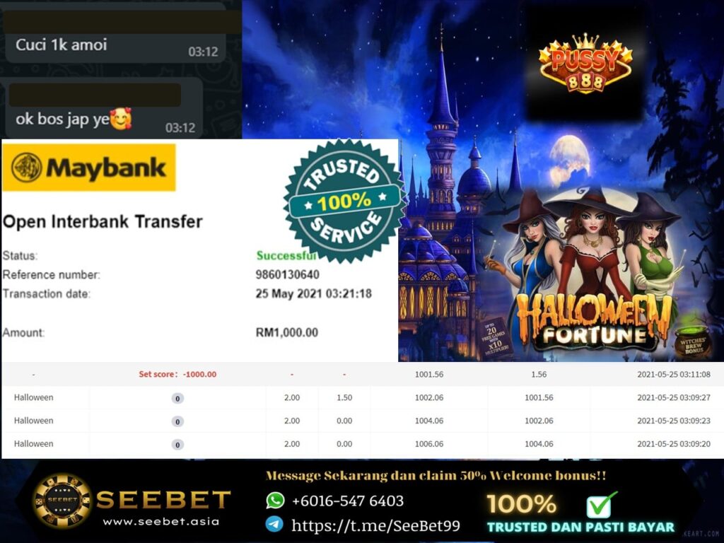 Winner : May – Pussy888 Big Win Player Receipt 2 May Player pussy888