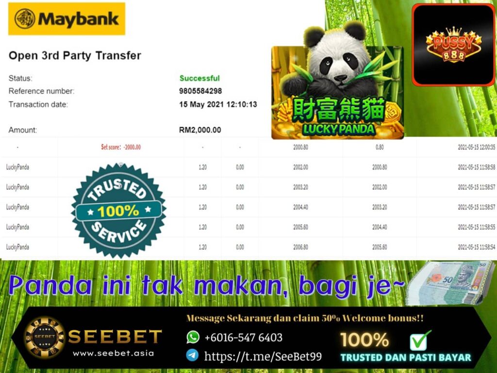 Winner : May – Pussy888 Big Win Player Receipt 2 April Player pussy888