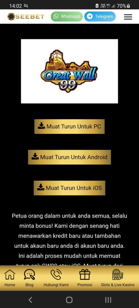Download & Install Greatwall99/GW88/GW99(IOS / APK / PC) 2026 31 gw99 download page showing pc android and ios download buttons